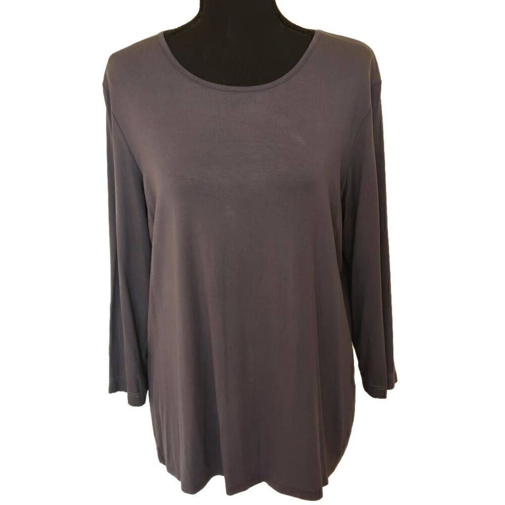 Chico's Women's Crew Neck Long Sleeve Tunic Top Gray Size Medium